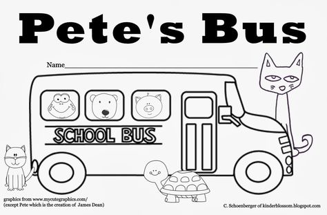 Pete the Cat Coloring Pages - Pete the Cat goes walking down the street wearing his brand-new white shoes. Along the way, his shoes change from white to Positional Words Kindergarten, Positional Words Activities, Positional Words, Bus Safety, Pete The Cats, Cat Coloring, Coloring Pages Inspirational, Prek Math, Wheels On The Bus