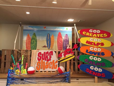 Surf Shack Vbs, Surfing Party, Camp Vbs, Homecoming Decorations, Sunday School Decorations, Vbs 2023, Vbs Themes, City Decor, Rock Beach