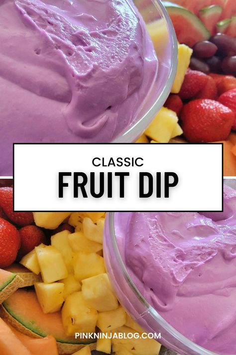 3 ingredients and ready in 5 minutes, grab our Classic Fruit Dip #recipe just in time for #Easter and spring gatherings! #Fruit #FruitDip #Classic #MomsRecipe #Marshmallow #Holidays #Party #EasyRecipes #FamilyFavorite #Delicious #Yum Purple Appetizers, Purple Foods For Color Party, Purple Snacks For Party, Purple Foods For Party, Purple Snacks, Purple Party Foods, Cookie Dippers, Purple Recipes, Cookie Dipper