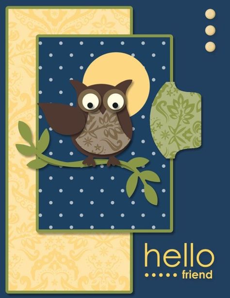 Owl Punch Cards, Owl Cards, Crazy Birds, Man Cards, Punch Art Cards, Punch Ideas, Owl Punch, Owl Card, Hello Cards