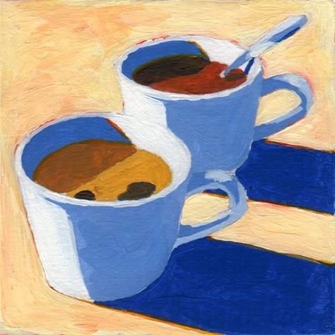 Rachel Petruccillo, Coffee Cup Art, Coffee Painting, Daily Painting, Daily Paintworks, Gouache Painting, Fine Art Gallery, Art Plastique, Original Fine Art