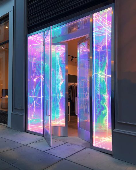 Iridescent Interior, Iridescent Decor, Nightclub Design, Mermaid Room, Dj Booth, Pilates Studio, Night Club, Visual Merchandising, Office Space