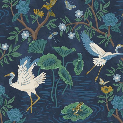 This new color of my Mythic Garden wallpaper is now @greenplanet.wallpaper. In the chinoiserie style this stunning crane wallpaper design is full of texture and detail and would be great in any room. Check it out, it comes in five color options at Green Planet Print: https://greenplanetprint.com/search?type=product&options%5Bprefix%5D=last&q=Mythic+garden #cranewallpaper #chinoiserie #mythicgarden #greenplanetprint #amysutherdesign #wallpaper #peelandstickwallpaper #thicktexturedwallpaper #e... Crane Wallpaper, Truck Art Pakistan, Modern Chinoiserie, Crane Design, Garden Wallpaper, Pichwai Paintings, Green Planet, Chinoiserie Style, Chinoiserie Wallpaper