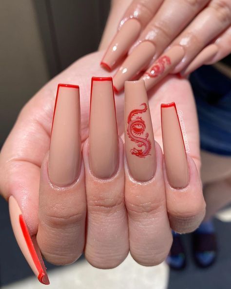 Almond Nails French, Dragon Nails, Unghie Sfumate, Red Acrylic Nails, Long Acrylic Nail Designs, Drip Nails, Stylish Nails Designs, Edgy Nails, Grunge Nails