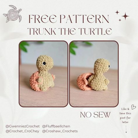 Crochet CroChey | 🐢 Today we "shell-abrate" this free pattern for Trunk the Trendy Turtle 🎉 We don't mean to "sturtle" you, but this little guy carries a… | Instagram Crochet Turtle Pattern, Easy Crochet Animals, Confection Au Crochet, Quick Crochet Patterns, Crochet Turtle, Crochet Animals Free Patterns, Crochet Design Pattern, Beginner Crochet Projects, Crochet Amigurumi Free Patterns