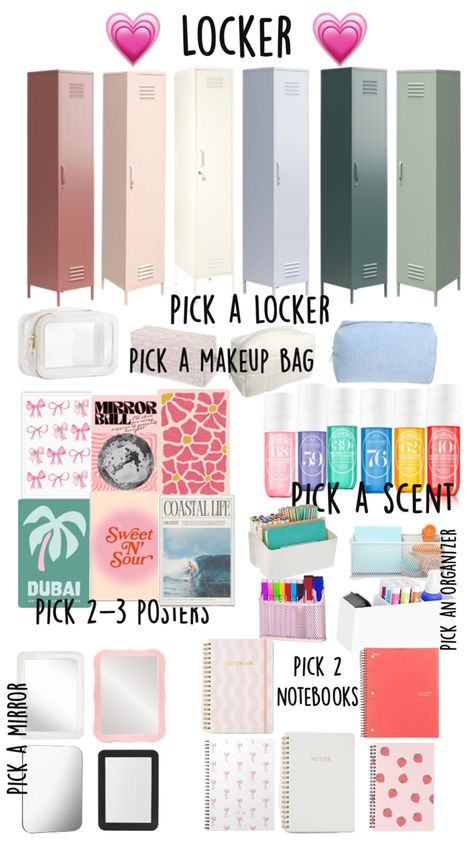 Cute Locker Ideas, Locker Ideas, Notebook Organization, Coastal Life, Mirror Ball, Dream Room, Gift Baskets, Lockers, Baskets