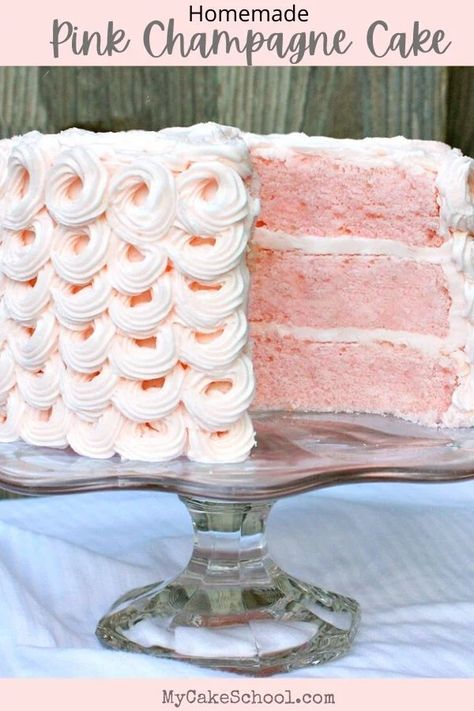 Pink Champagne Cake {Scratch Recipe} Champagne Cake Recipe, Pink Champagne Cake, Sweet Sixteen Party, Champagne Cake, Wedding Cake Recipe, Cake Recipes From Scratch, Elegant Desserts, Just Cakes, Köstliche Desserts