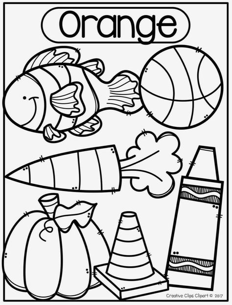 Learning The Color Orange, Learning Colors Coloring Pages, Preschool Colouring Printables, Colors Coloring Pages Preschool, Color Worksheets For Toddlers, Color Orange Worksheets For Preschool, Pre K Coloring Pages, Orange Coloring Sheet, Color Orange Worksheet