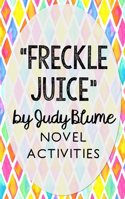 Freckle Juice by Judy Blume. This NO-PREP resource is perfect if you're looking for novel activities that are engaging and demonstrate comprehension WITHOUT multiple choice tests! This unit includes vocabulary terms, poetry, author biography research, themes, character traits, one-sentence chapter summaries, and note taking activities. You'll also find an author quote poster, a tri-fold bookmark, and character/vocabulary wall cards (plus EDITABLE cards!). Freckle Juice Novel Study, Freckle Juice Project Ideas, Freckle Juice Activities, Vocabulary Wall, Freckle Juice, Novel Activities, Teachers Resources, Language Arts Classroom, Literacy Lessons