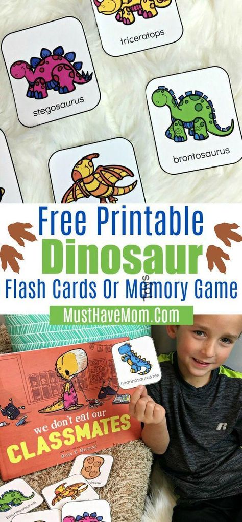 Dinosaur Memory Game Free Printable, Dinosaur Flashcards Free Printable, Dinosaur Game, Dinosaur Activities Preschool, Flashcards For Toddlers, Dinosaurs Preschool, Dinosaur Games, Free Games For Kids, Memory Games For Kids