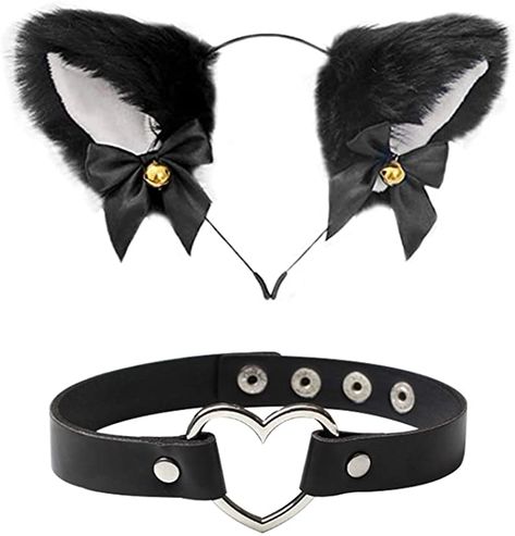 Black Cat Ears Headband, Claw Gloves, Cat Ear Headband, Cat Ears Headband, Heart Choker, Hair Band For Girl, Halloween Fancy Dress, Ear Hair, Ears Headband