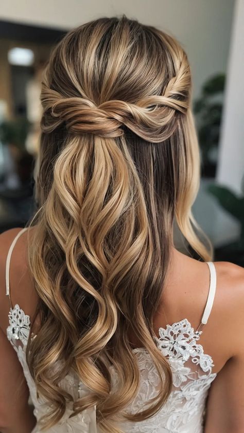 Chic and Effortless: 15 Half Up Half Down Wedding Hairstyles for 2023 Brides 42 Boho Half Up Half Down Hairstyles Wedding, Long Wedding Hair Half Up Half Down, Medium Length Wedding Hairstyles Half Up, Civil Wedding Hairstyle Simple, Half Up Half Down Wedding Hair Medium, Hairstyles For Occasions, Bridesmaid Hair Half Up Half Down Medium Length, Boho Bridal Hair With Veil, Wedding Hair Half Up Half Down With Veil