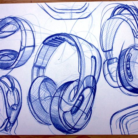 Headphone Sketch, Headphones Drawing, Banksy Stencil, Conceptual Drawing, Object Drawing, Industrial Design Sketch, Id Design, Sketch A Day, Sketch Markers