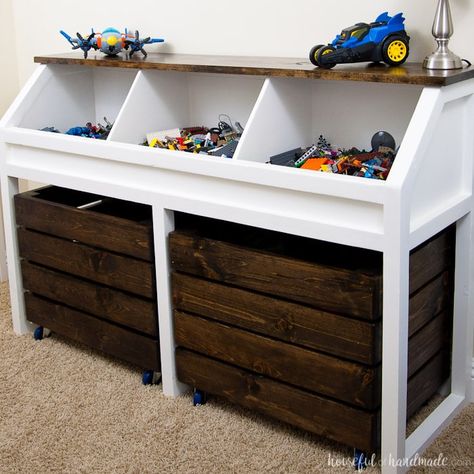 Kids Toy Storage Ideas, Rustic Toys, Toy Storage Units, Toy Storage Ideas, Kids Toy Storage, Kids Toy Boxes, Diy Toy Storage, Toy Storage Bins, Kids Toy Organization