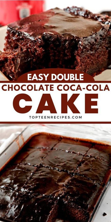 This Chocolate Coca-Cola cake recipe will be one of your favorite recipes ever. With its moist, pillowy fluffy cake, the sugary chocolate frosting on it, is a perfect match. Chocolate Coca Cola Cake, Easy Bundt Cake Recipes, Easy Bundt Cake, Coca Cola Cake, Double Chocolate Cake, Cola Cake, Fluffy Cake, Homemade Sweets, Sheet Cake Recipes