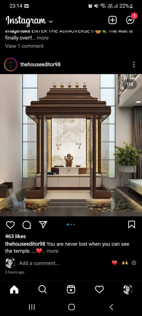 Pooja Room With Water Pond, Pooja Design, Pooja Unit, Water Temple, Court Yard, House Plans With Pictures, Mandir Design, House Balcony, Pooja Items