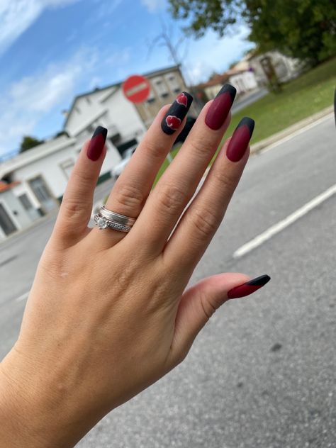 Akatsuki Nail Art, Akatsuki Acrylic Nails, Akatsuki Nails, Anime Nails Acrylic, Naruto Nails, Black Acrylic Nails, Anime Nails, Fall Acrylic Nails, Grunge Nails