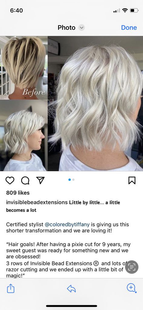 Pixie Cut With Extensions, Pixie With Extensions, Hair Extensions On Pixie Cut, Hair Extensions For Short Hair Before And After Pixie Cuts, Hair Extensions For Short Hair Before And After, Short Hair Extensions Before And After, Bob Length, Bead Extensions, Hair Extensions Before And After