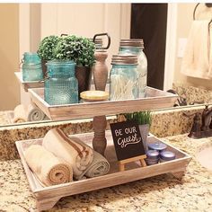 We love how @hambyhomedecor styled a tiered tray for her guests! We will have many different tiered tray deals coming your way. We love to make our guests feel special and this set up is perfect! #thankgoodnessitsvintage #vintageinspireddecor #farmhouse #farmhousedecor #vintagedeals #vintagedecor #homedecor #decordeals #homedecorating #vintage #farmhouseliving #cottagedecor #decorating #hambyhomedecor Wc Decor, Tiered Tray Stand, Bathroom Counter Decor, Restroom Decor, Tray Ideas, Counter Decor, Vintage Inspired Decor, Bathroom Counter, Bathroom Spa