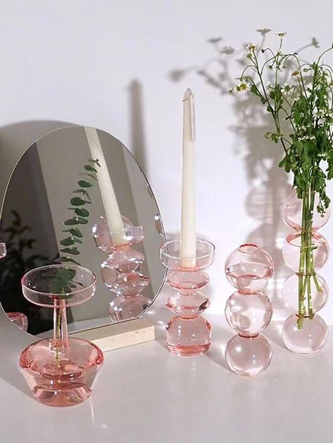 Vase Bubble, Bubble Vase, Pink Glass Vase, Star Candle Holder, Acrylic Vase, Small Glass Vases, Geometric Vases, Glass Planter, Crystal Vase