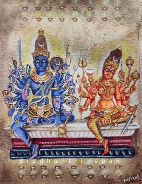 Kaal Bhairav Painting, Buddhist Gods, Shiva Meditation, Durga Ma, Kali Hindu, Buddhist Art Drawing, Durga Painting, Shiva Family, Shakti Goddess