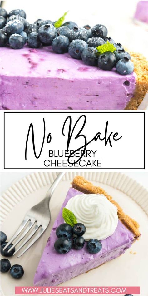 Get ready for a mouthwatering adventure with the No Bake Blueberry Cheesecake! Picture a creamy blueberry filling in a homemade graham cracker crust. It's a treat so delicious, it's out of this world! No need to stress, this recipe is super easy to whip up. The cheesecake is bursting with amazing blueberry flavor, perfect for your summer sweet tooth. Don't wait, grab a slice and enjoy the yumminess today! No Bake Cheesecake Blueberry, Blueberry No Bake Cheesecake, Blueberry Cheesecake No Bake, Blueberry Cheesecake Recipes, Non Bake Cheesecake, Champagne Cupcake Recipes, Homemade Graham Cracker, Sour Cream Cheesecake, Blueberry Cheesecake Recipe