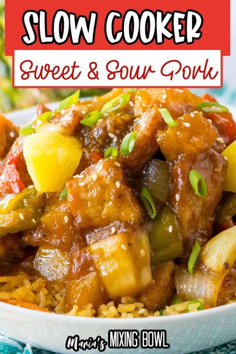 Slow Cooker Sweet and Sour Pork Sweet And Sour Pork Crock Pot, Slow Cooker Chinese Recipes, Baked Sweet And Sour Pork, Crockpot Sweet And Sour Pork, Sweet Sour Pork Recipe, Sweet And Sour Pork Recipe, Sweet Sour Pork, Crockpot Pork Tenderloin, Pork Crockpot Recipes