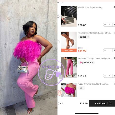 Valentines Outfits For Women Pink, Shein Valentines Day Outfit, Shein Recreation, Valentines Day Outfits Black Women, Shein Cart, Outfit Recreation, Valentine Outfits For Women, Pink Friday, Cold Outfits