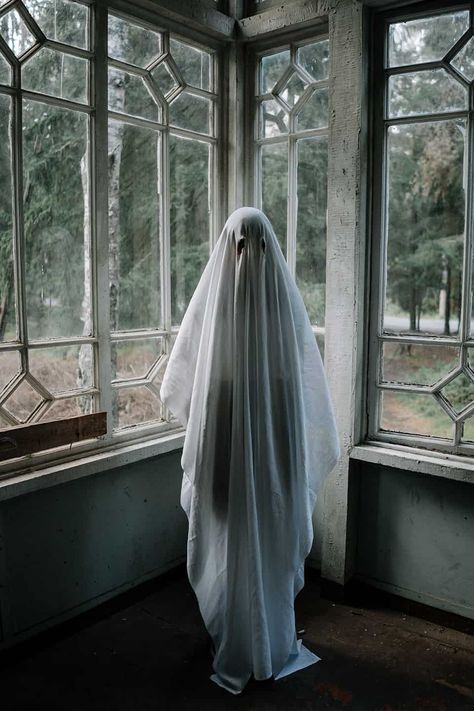 Ghost Academia, Sheet Ghosts, Ghost Trend, Paranormal Aesthetic, Ghost Photoshoot, Kostum Halloween, Gothic Photography, Horror Photos, Ghost Images