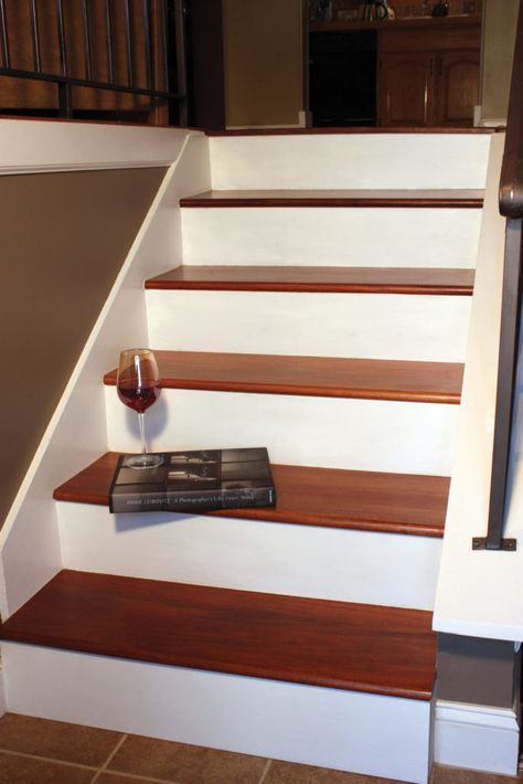 Remodel with Prefinished Stair Treads - Extreme How To Basement Stair, Diy Stairs Makeover, Mdf Trim, Redo Stairs, Diy Staircase Makeover, Diy Staircase, Stairs Makeover, Beadboard Ceiling, Staircase Remodel