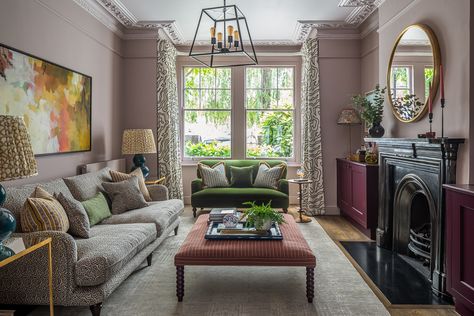 front reception living room pink walls furniture styling Double Reception Room Victorian, Townhouse Living Room Ideas, Double Reception Room, Victorian Townhouse, London Townhouse, Cosy Living, Reception Room, Cosy Living Room, Charming House