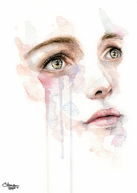 Agnes Cecile Watercolor, Watercolour Face, Faces Sketch, Face Watercolor, Agnes Cecile, Watercolor Art Face, Watercolor Face, Watercolour Portrait, Drawing Eyes