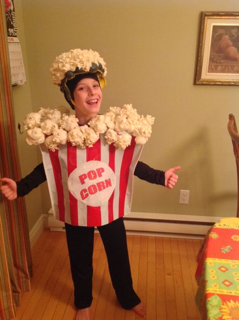 Pop corn Diy Popcorn Costume, Popcorn Costume Diy, Popcorn Halloween Costume, Popcorn Halloween, Corn Costume, Popcorn Costume, Diy Popcorn, Halloween Popcorn, Box Costumes