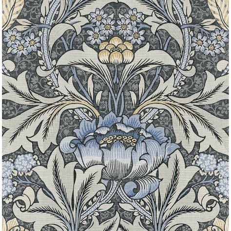 NextWall Acanthus Floral Peel and Stick Wallpaper - Bed Bath & Beyond - 33629553 European Homes, Floral Peel And Stick Wallpaper, William Morris Wallpaper, Linen Background, Botanical Elements, Paw Pattern, European House, Wallpaper Pattern, Wallpaper Decor