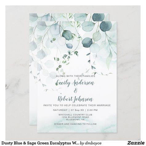 Green Eucalyptus Wedding, Wedding Invitations Uk, White Invitation, Eucalyptus Wedding Invitation, Watercolor Eucalyptus, Sage Wedding, Green Eucalyptus, White Wedding Invitations, Sage Green Wedding