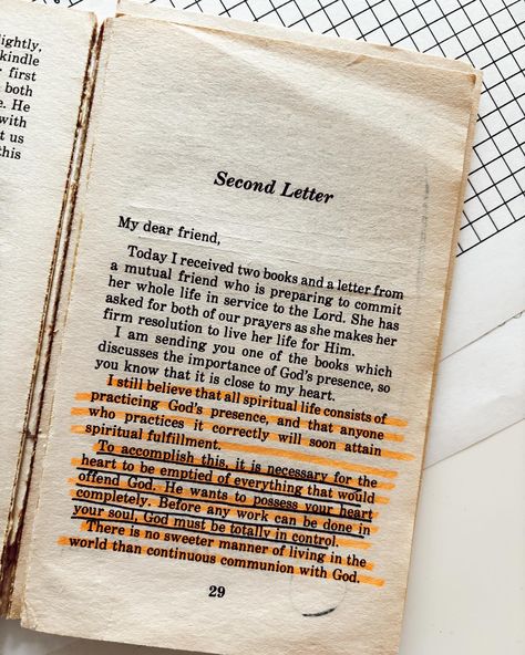 Gosh, if there was one book in the world I think you should read— it’s this one 😍 The Practice of the Presence of God by brother Lawrence. brother Lawrence was a 17th century Carmelite friar who learned how to engage with God all throughout daily life— turning his waking hours into a continual conversation with God. This little book changed my life and I read it every six months as a refresher. It’s a continual reminder to me that every moment can be holy— a chance to encounter God and a de... The Practice Of The Presence Of God, Brother Lawrence, The Presence Of God, Presence Of God, God's Presence, I Kings, Change My Life, 17th Century, Daily Life