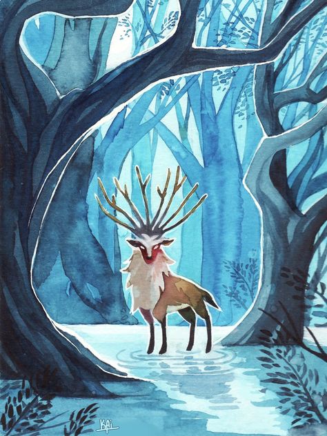 Forest Spirit by https://www.deviantart.com/kaitexel on @DeviantArt Spirit Art, Nature Spirits, Forest Spirit, Spirited Art, Princess Mononoke, Watercolor Pencils, Folk Tales, Studio Ghibli, The Forest