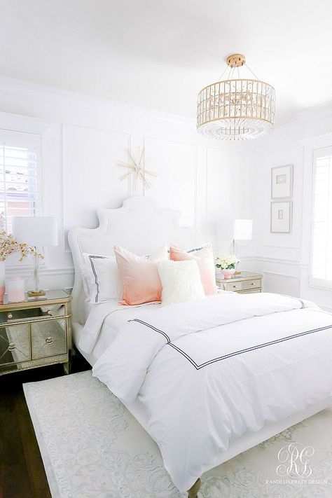 glam guest bedroom wainscoting Glam Guest Bedroom, Bedroom Wainscoting, Neutral Bedrooms, Bedroom White, Apartment Bedroom Decor, Bedroom Guest, Neutral Bedroom, Trendy Bedroom, Simple Bedroom