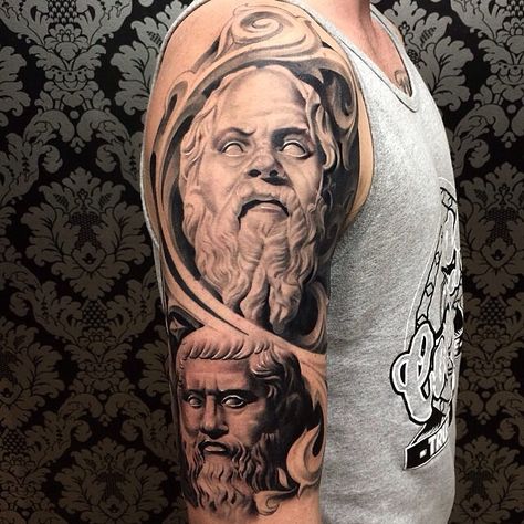 Socrates Tattoo, Typography Tattoos, Philosophy Tattoos, Classical Studies, Typography Tattoo, Socrates, Tattoo Art, Portrait Tattoo, Art Tattoo