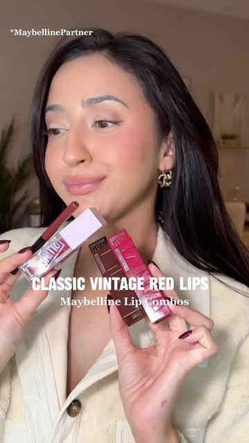 Lip Looks, Maybelline Lip, Lip Combos, Holiday Glam, Maybelline New York, Red Lip, Red Flag, You Rock, Classic Vintage