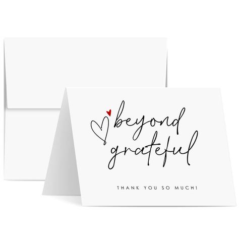 Beyond Grateful Thank You So Very Much Cards w/ Small Red Heart, Elegant Fold Over Greetings for Wedding, Christmas, Valentine s, Bridal Shower, Anniversary   Blank Inside | 4.25 x 5.5  | 25 per Pack Greetings For Wedding, Small Red Heart, Cards For Wedding, Beyond Grateful, Wedding Greetings, Valentine Anniversary, Beautiful Typography, Elegant Cards, A2 Size