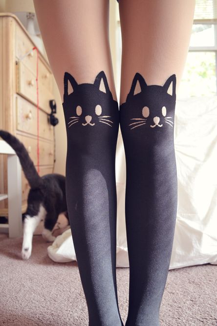 Omg so kawaii Cat Tights, Tights Boots, Nyc Street, Cat Fashion, Dream Style, Fashion Diy, Website Content, Rilakkuma, Crazy Cat