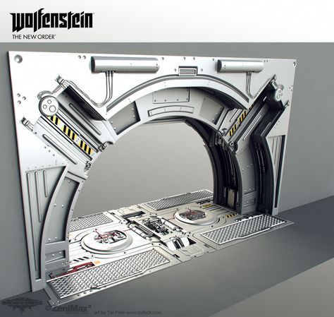 ArtStation - Wolfenstein: Moon Door, Tor Frick Scifi Door, Wolfenstein The New Order, Scifi Interior, Event Entrance, Sci Fi Architecture, Sci Fi Props, Spaceship Interior, Vault Doors, Industrial Inspiration