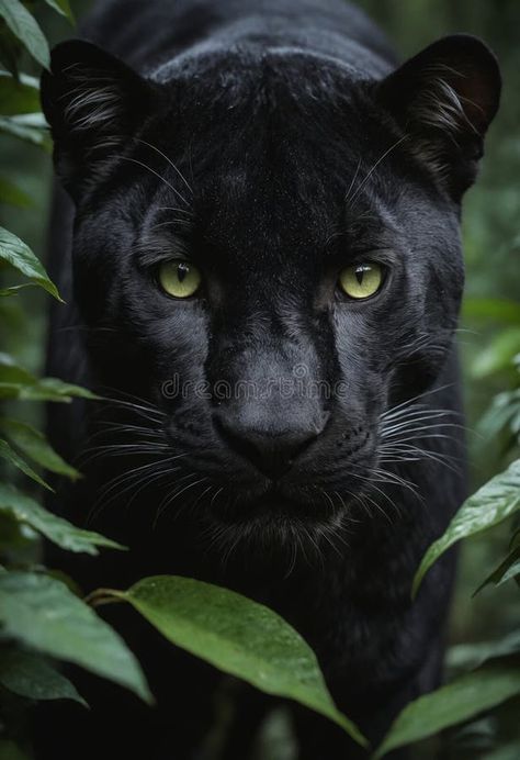 A Felidae carnivore, the black panther, gazes at the camera in the jungle stock image Panther Photography, Black Panther Animal, Black Jaguar Animal, Predator Animal, Panther Images, Baby Panther, Jungle Photo, Jaguar Animal, The Black Panther