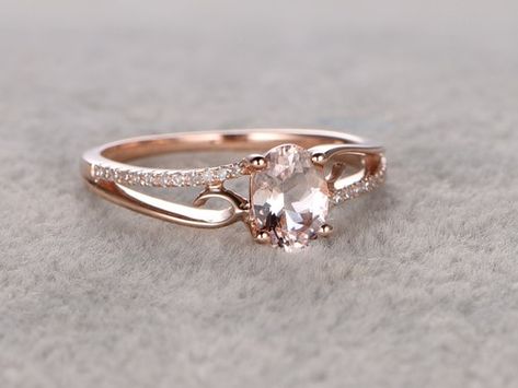 6x8mm Oval Morganite Engagement Ring Diamond Wedding Ring 14k Rose Gold Simple Split Shank Morganite Engagement Ring Oval, Simple Rings, Jewellery Sale, Ring Rosegold, Antique Engagement Ring, Engagement Ring Rose Gold, Custom Wedding Rings, Wedding Rings Solitaire, Princess Cut Engagement Rings