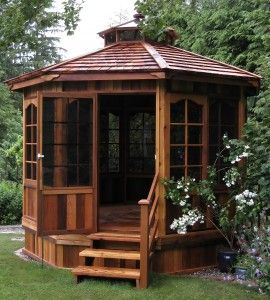 Gazebo Backyard, Enclosed Gazebo, Large Gazebo, Diy Gazebo, Screened Gazebo, Hot Tub Gazebo, Gazebo Ideas, Gazebo Plans, Relaxing Backyard