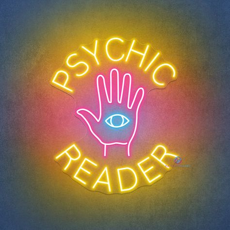 Psychic Reader Neon Sign Led Light Elevate your ambiance with the mystical allure of the Psychic Reader Neon Sign. Drawing attention with its captivating glow, this psychic neon sign is an enchanting addition to any setting, whether it's a cozy corner in your home or the entrance to your spiritual haven. Invite intrigue and curiosity as the neon hues dance, promising a glimpse into the unknown. Perfect for psychic studios, tarot reading parlors, or simply to infuse a touch of magic into your spa Neon Witch, Psychic Aesthetic, Career Manifestation, Wolf Witch, Sign Drawing, Psychic Dreams, Reading Pictures, Blood Work, Business Vision Board