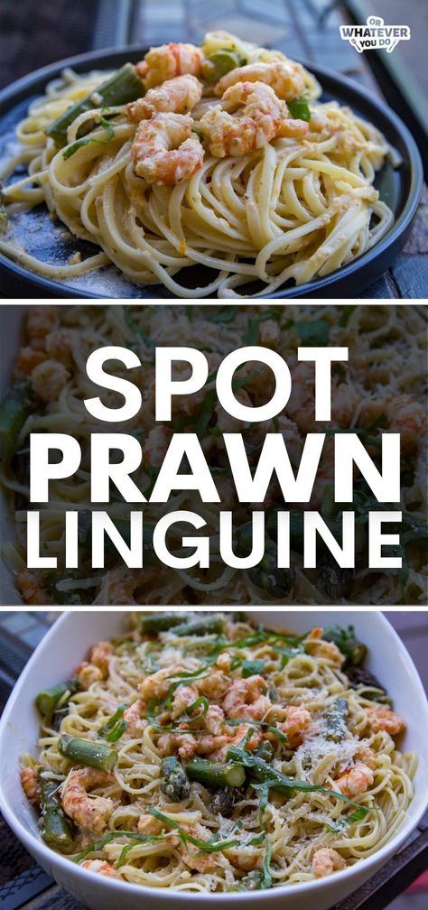 Prawn Linguine Recipe, Prawns Recipes, Prawn Linguine, Spot Prawns, Dishes Recipe, Outdoor Cooking Recipes, Linguine Recipes, Creamy Mushroom Pasta, Big Families