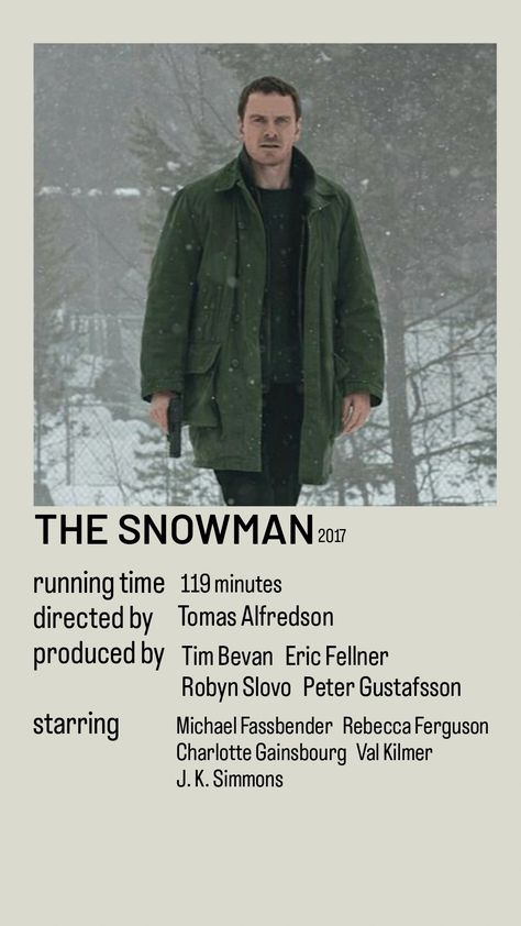 Winter Watchlist, The Snowman Movie, Hollywood Film, Val Kilmer, Polaroid Poster, Charlotte Gainsbourg, Movies 2017, The Snowman, Michael Fassbender