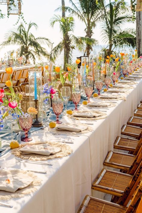 Destination Wedding Colors, Multicolor Wedding, Basket Pendant, Riviera Maya Weddings, Reception Tablescapes, Wedding Color Combos, Cabo Mexico, Colorful Florals, Cabo Weddings